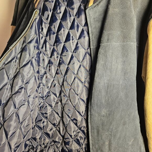 Vintage Penmans Leather Varsity Jacket Men’s Large – Navy & Cream Letterman - Picture 9 of 9